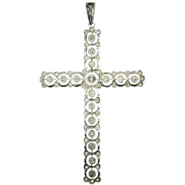 Antique Belle Epoque Diamond Cross Pendant