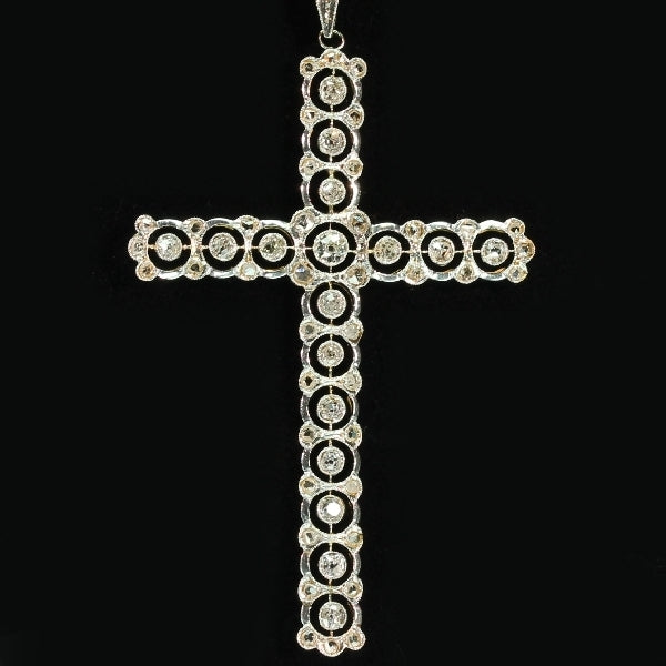 Antique Belle Epoque Diamond Cross Pendant