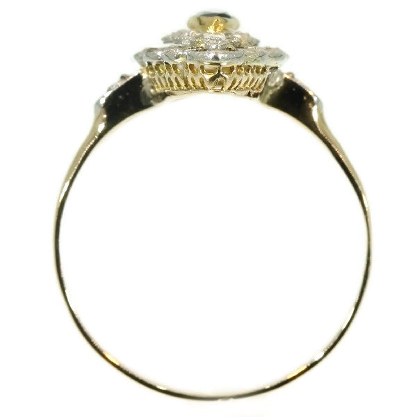 Antique Belle Epoque Diamond and Sapphire Engagement Ring