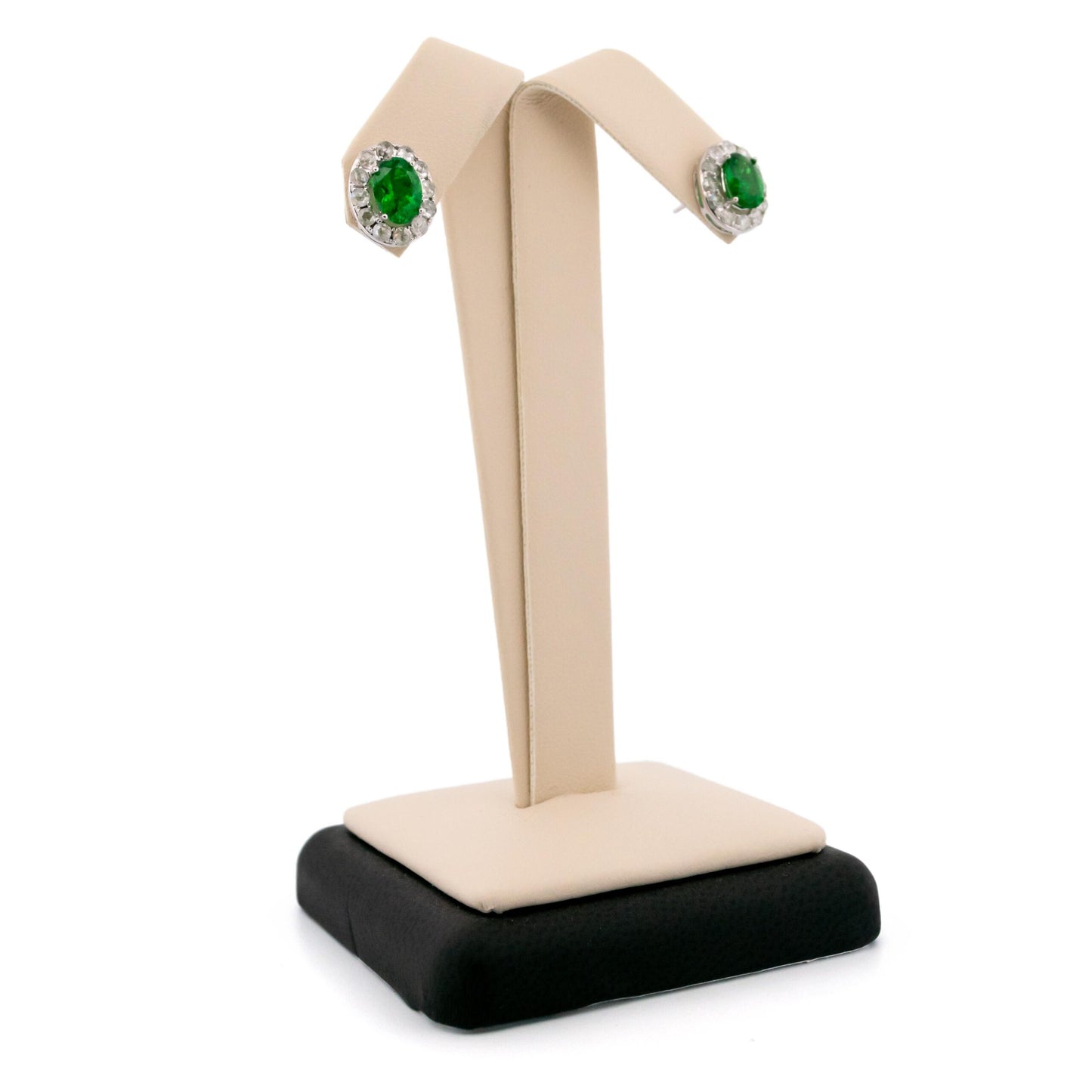 Modern 18 Carat White Gold Tsavorite Garnet and Diamond Cluster Earrings