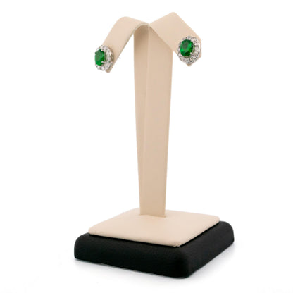 Modern 18 Carat White Gold Tsavorite Garnet and Diamond Cluster Earrings