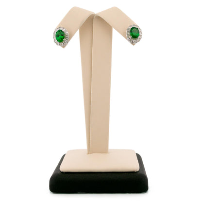 Modern 18 Carat White Gold Tsavorite Garnet and Diamond Cluster Earrings