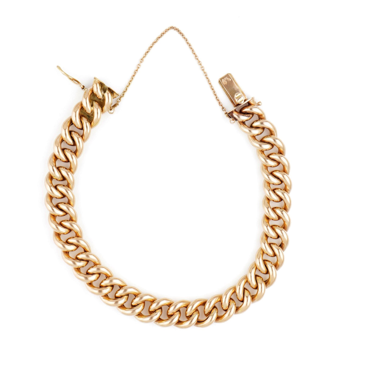 Vintage 14 Carat Yellow Gold Curb Bracelet, Circa 1910-1940