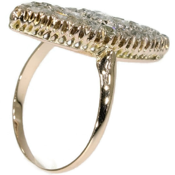 Antique Victorian Rose Cut Diamond Marquise-Shaped Ring