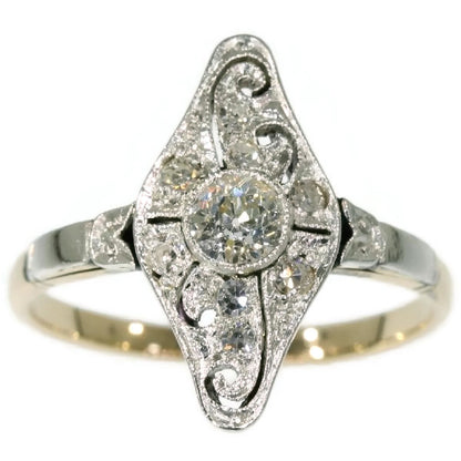 Antique Art Deco Old European Cut Diamond Engagement Ring, 1920s