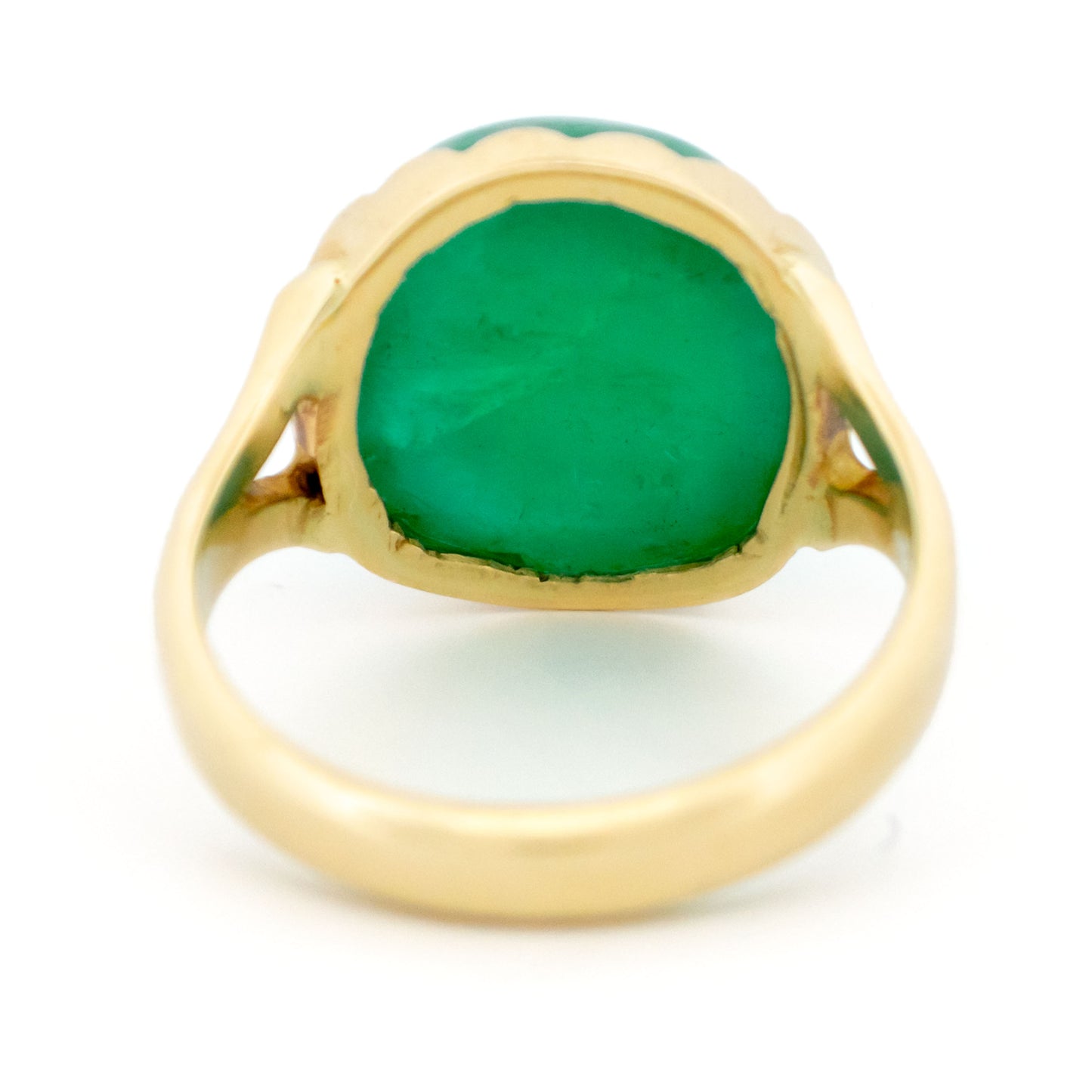 Vintage 14 Carat Yellow Gold Emerald Solitaire Ring, 12.00 Carats