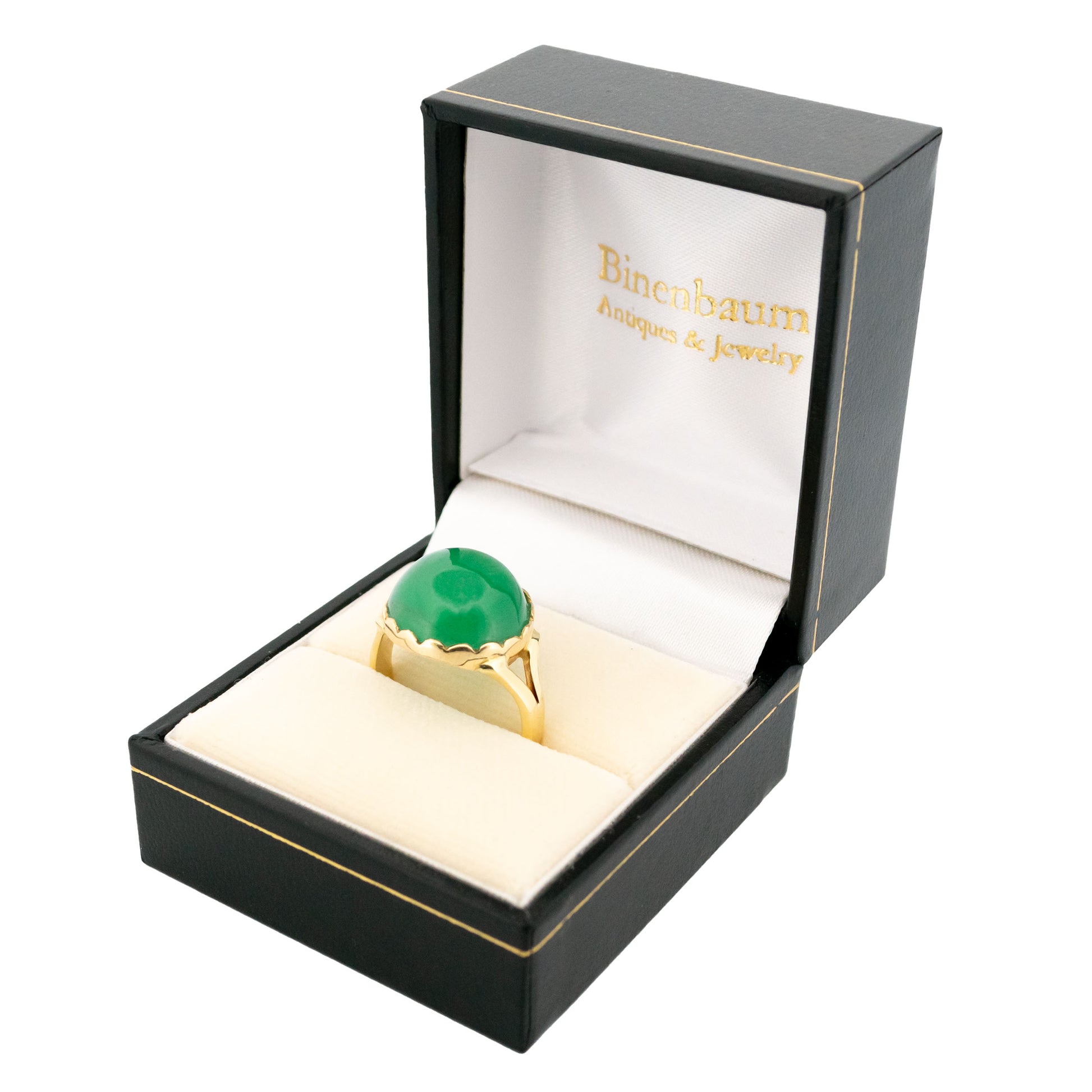 Vintage 14 Carat Yellow Gold Emerald Solitaire Ring, 12.00 Carats
