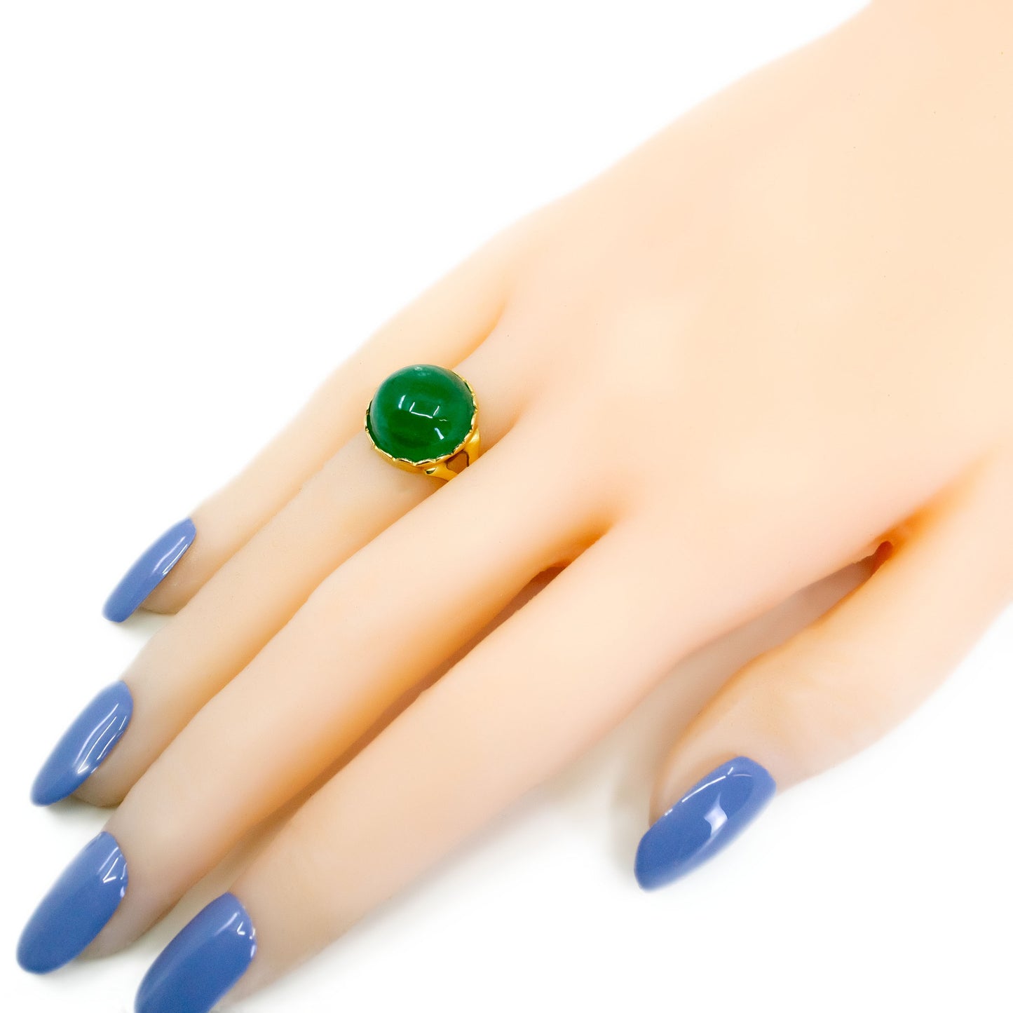 Vintage 14 Carat Yellow Gold Emerald Solitaire Ring, 12.00 Carats