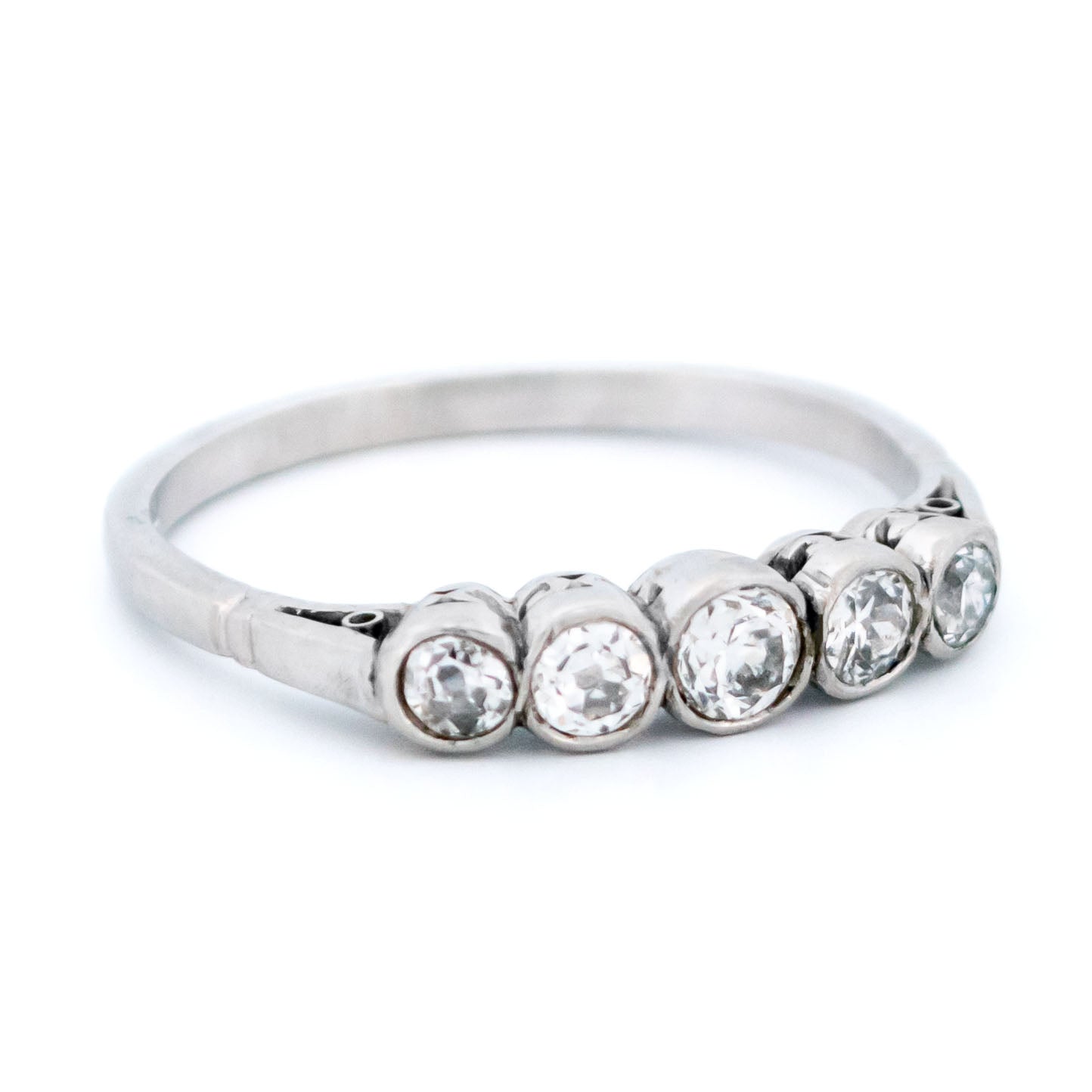 A five stone diamond ring in platinum