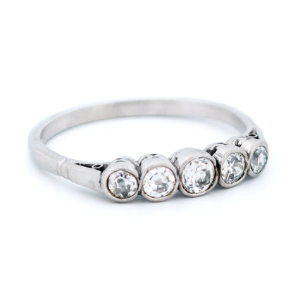 A five stone diamond ring in platinum