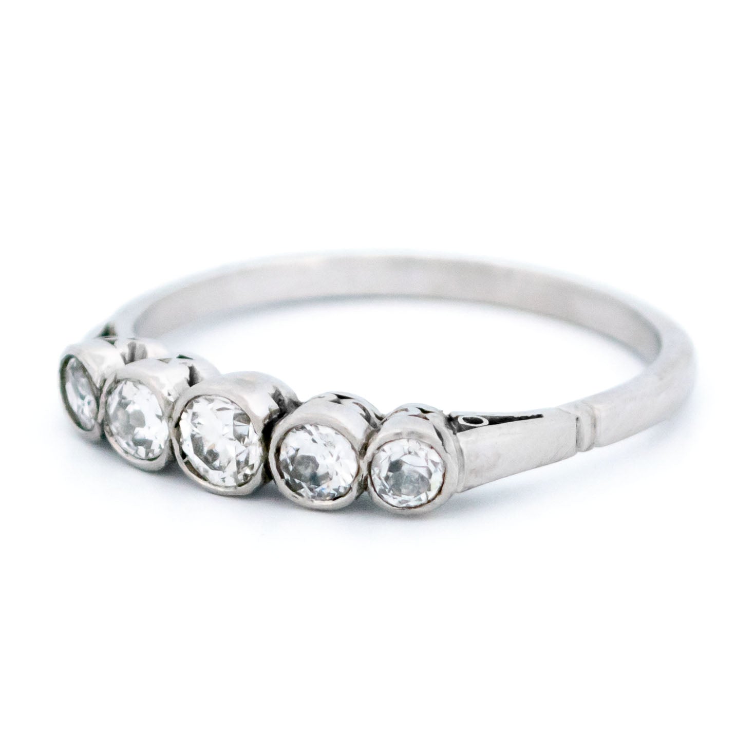 A five stone diamond ring in platinum