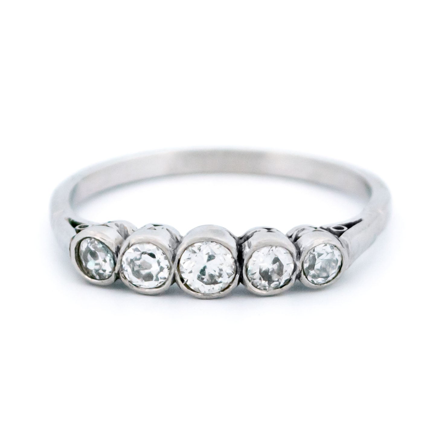 A five stone diamond ring in platinum