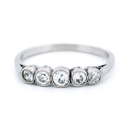 A five stone diamond ring in platinum
