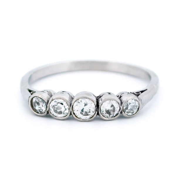 A five stone diamond ring in platinum