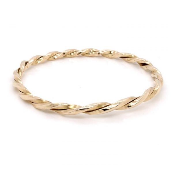 Heav9ct Yellow Gold Heavy Double Twist Bangle Bracelety Double Twist Bangle in 9ct Yellow Gold; A 9ct yellow gold heavy connected double strand bangle of twisted design, 28 grams