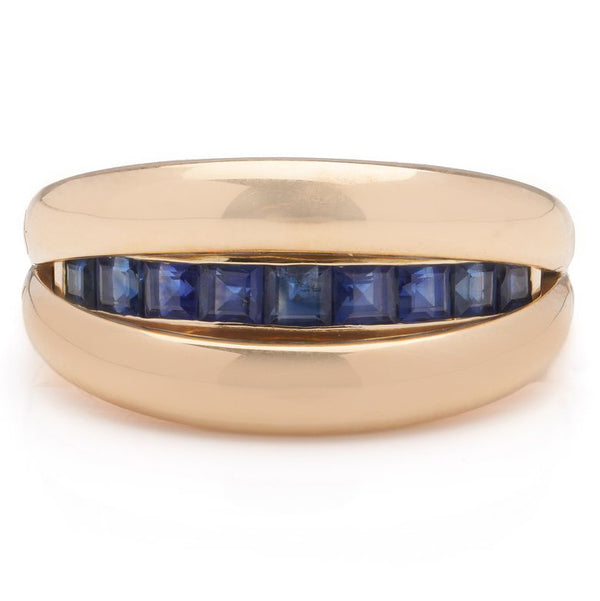 Vintage Fred Paris 0.86ct Princess Cut Sapphire and Gold Ring