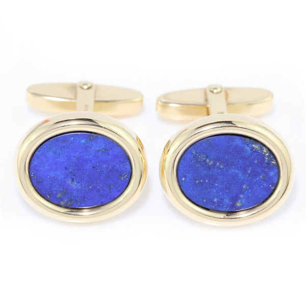 Mappin and Webb Lapis Lazuli 18ct Yellow Gold Cufflinks in Box