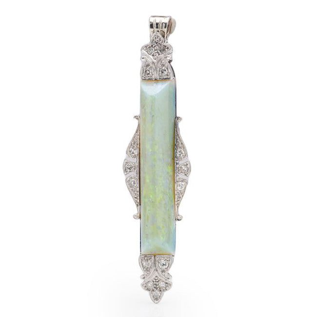 Vintage Opal and Diamond Pendant Brooch