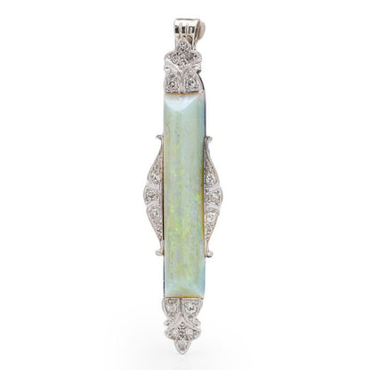 Vintage Opal and Diamond Pendant Brooch