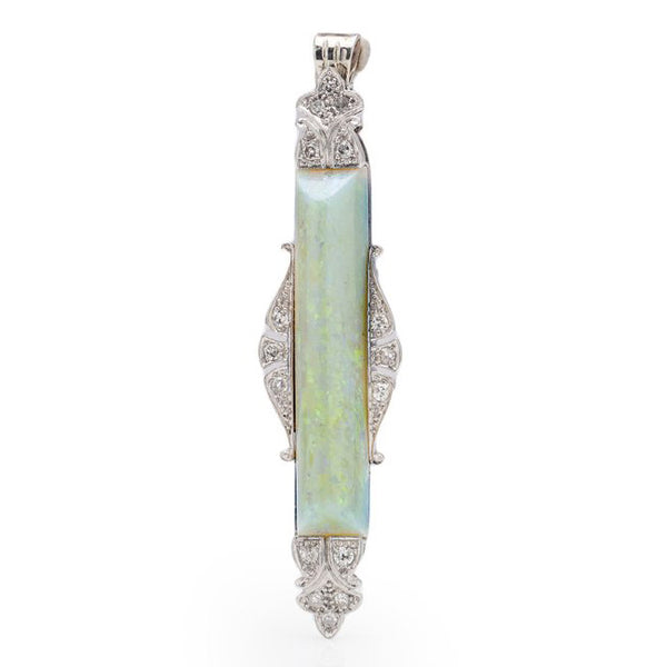 Vintage Opal and Diamond Pendant Brooch
