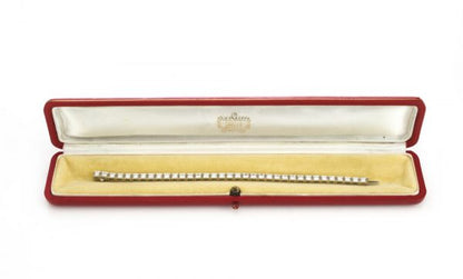 Cartier Vintage 5.25ct Diamond and Platinum Tennis Bracelet, round brilliant-cut diamonds claw set in square links, hidden clasp, boxed. Circa 1950s