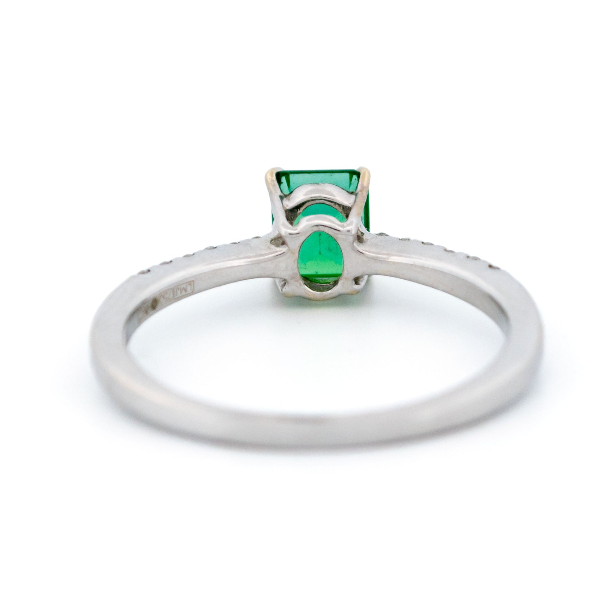 Modern 18 Carat White Gold Emerald and Diamond Ring, 1.30 Carats