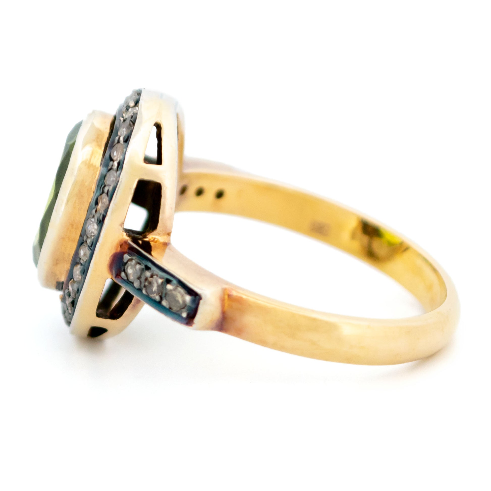 Diamond Peridot 14k Silver Cluster Ring 14610-8379