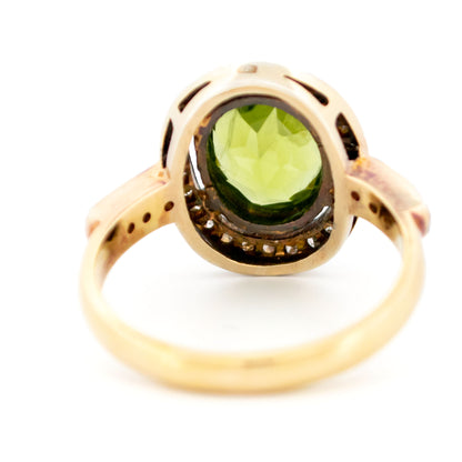 Diamond Peridot 14k Silver Cluster Ring 14610-8379