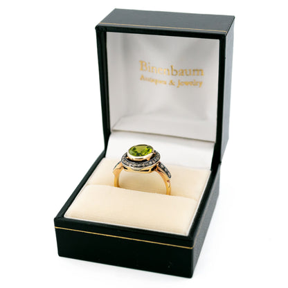 Diamond Peridot 14k Silver Cluster Ring 14610-8379