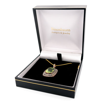 Diamond Peridot Silver-Gilt Cushion-Shaped Pendant 14611-8380
