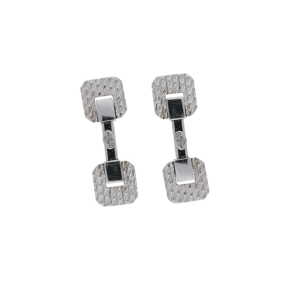 Vintage Italian 18 Carat White Gold Textured Cufflinks, Circa 1960
