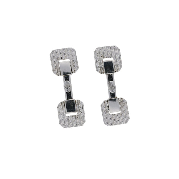 Vintage Italian 18 Carat White Gold Textured Cufflinks, Circa 1960