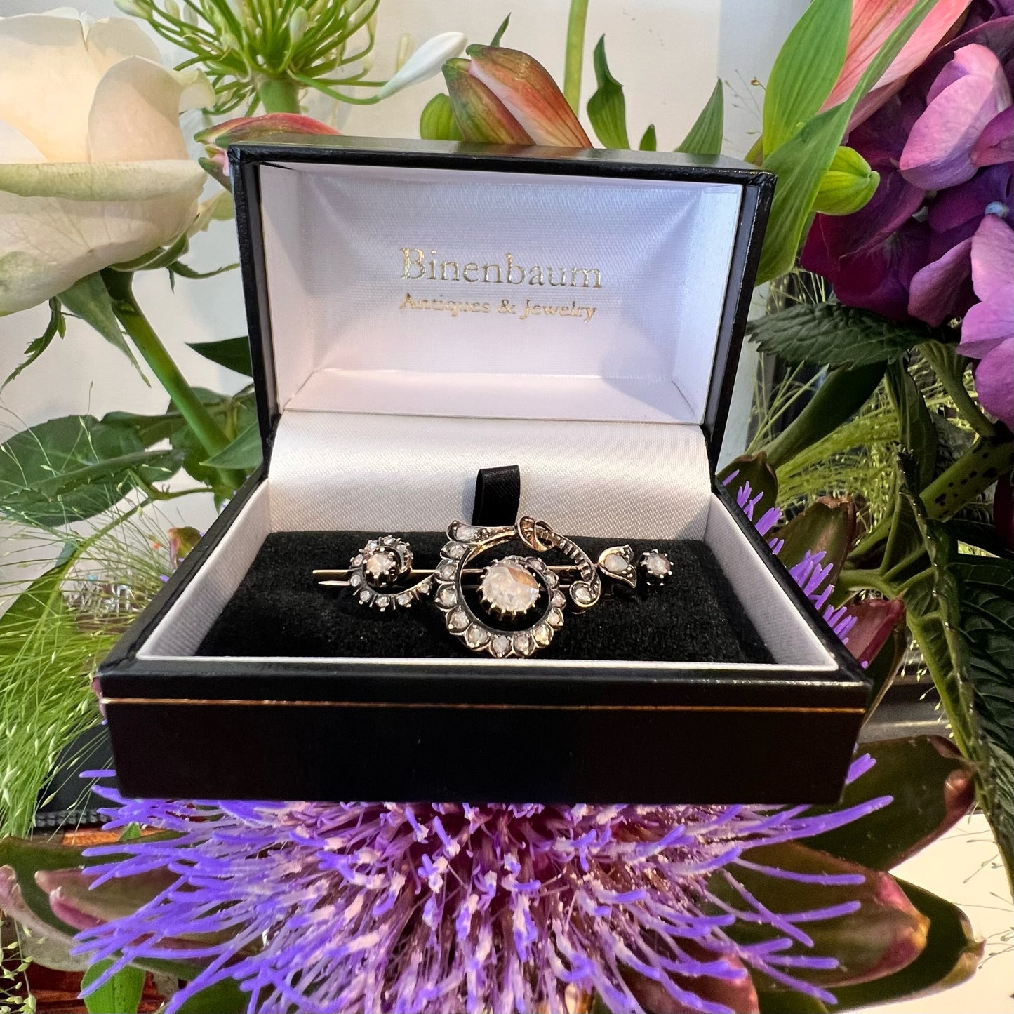 Victorian 14 Carat Yellow Gold and Silver Rose-Cut Diamond Brooch