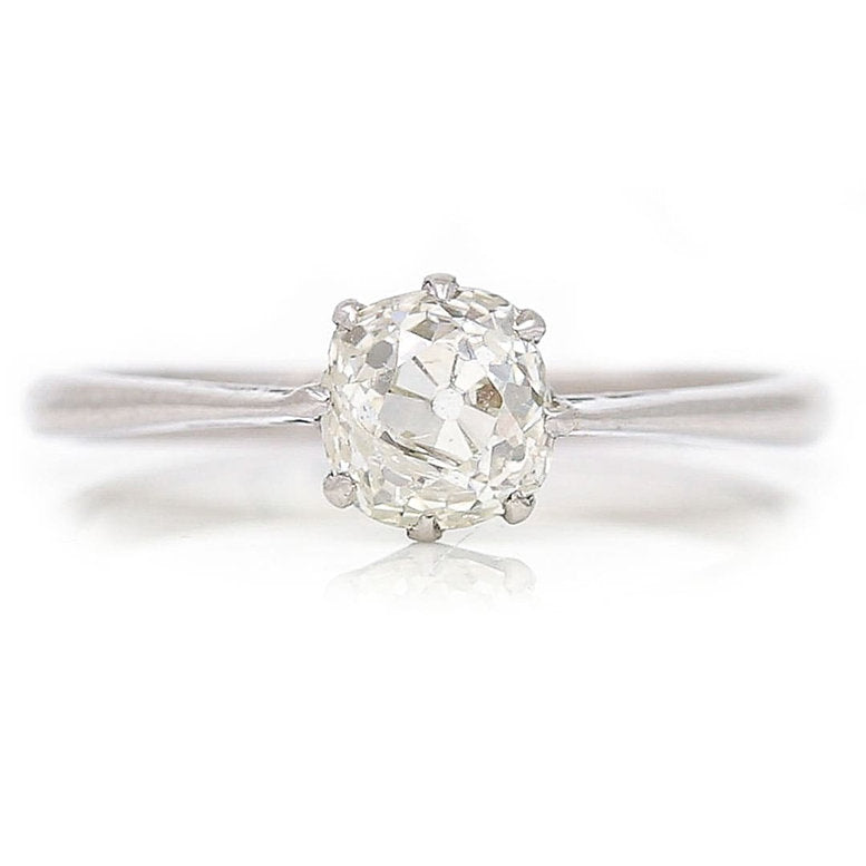 Antique Edwardian 0.95ct Old Cut Diamond Solitaire Engagement Ring