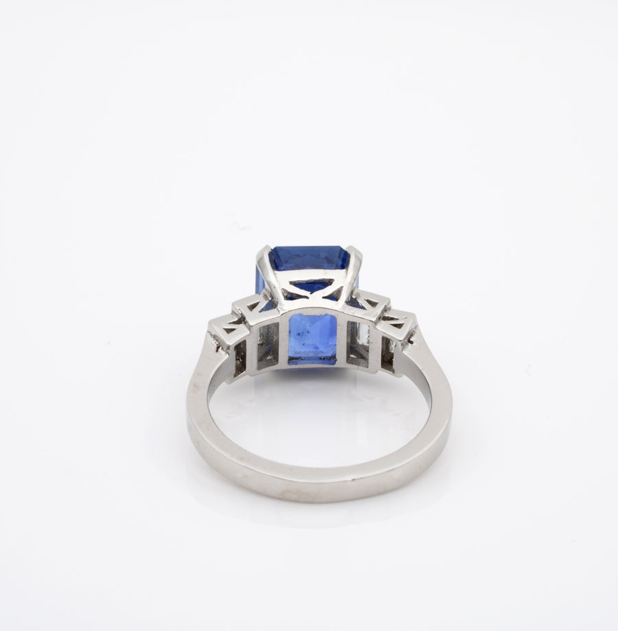 Magnificent Vintage 5.36ct Unheated Ceylon Sapphire and .70ct Diamond Platinum Engagement ring