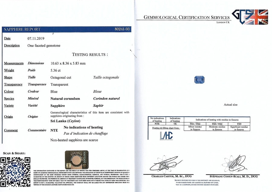 Magnificent Vintage 5.36ct Unheated Ceylon Sapphire and .70ct Diamond Platinum Engagement ring