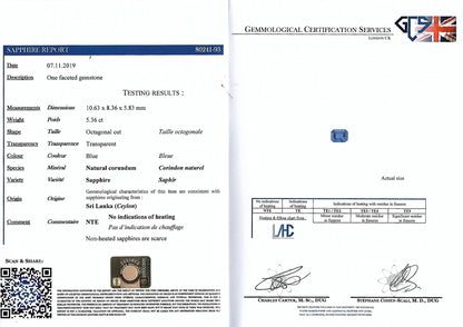 Magnificent Vintage 5.36ct Unheated Ceylon Sapphire and .70ct Diamond Platinum Engagement ring