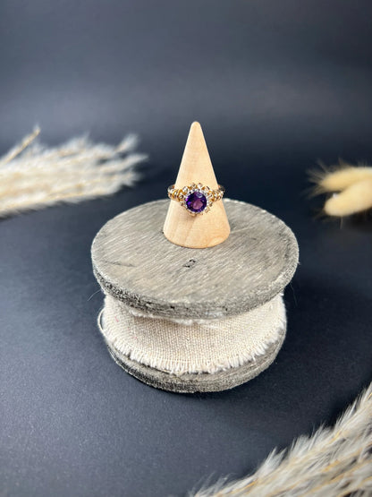 Vintage French 18 Carat Yellow and White Gold Amethyst Ring, Circa 1940