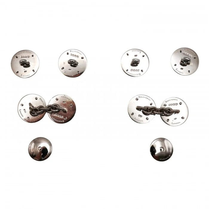 Vintage Boucheron Diamond and Platinum Cufflinks Dress Set