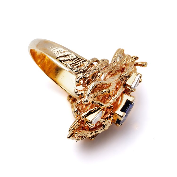 Vintage Sapphire Diamond 18ct Yellow Gold Dress Ring