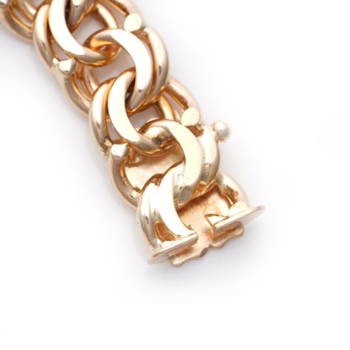 Vintage 18ct Rose Gold Bismark Link Curb Chain Bracelet