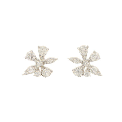 0.57ct Diamond Flower Cluster Stud Earrings in 18ct white gold