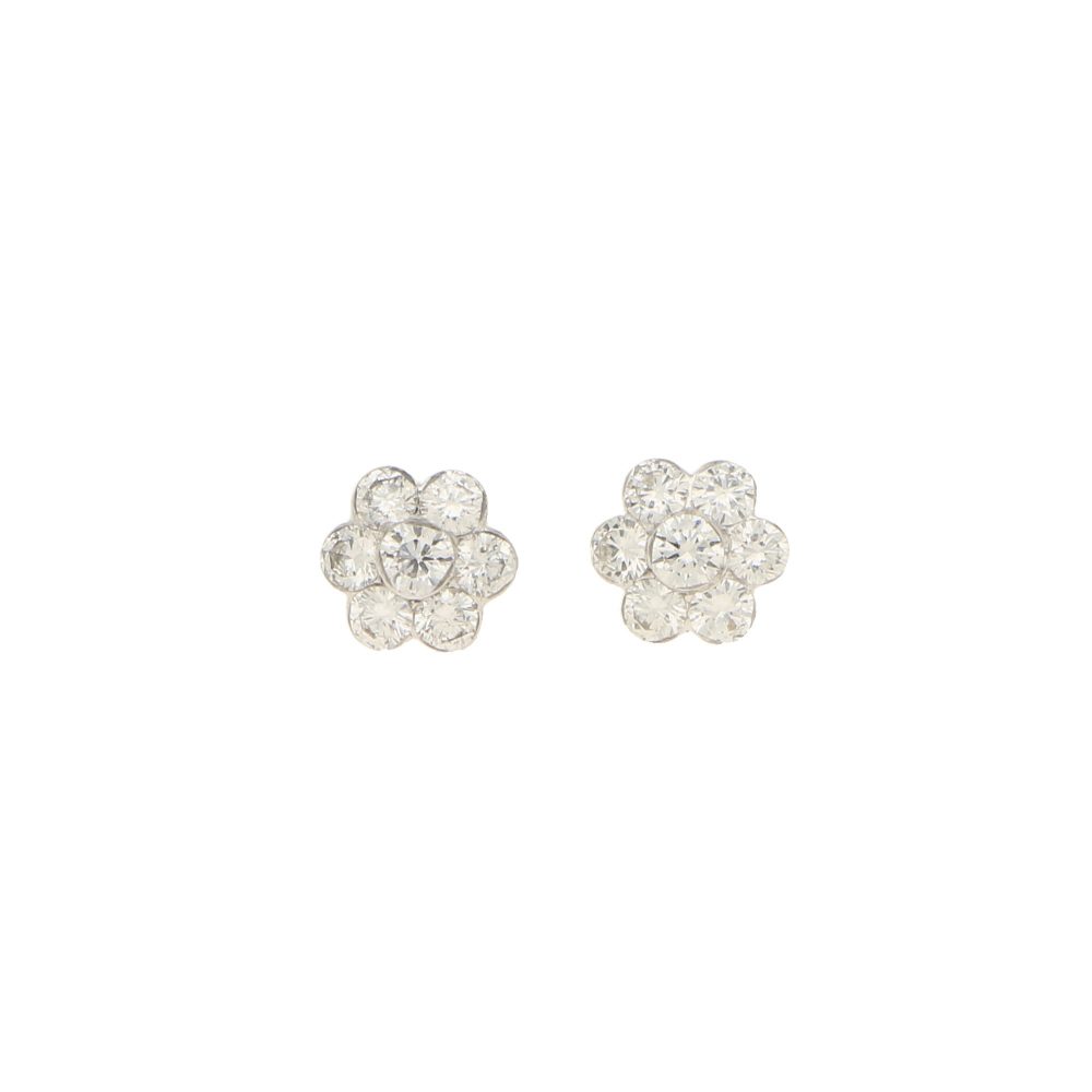 0.48ct Diamond Floral Cluster Stud Earrings in 18ct White Gold