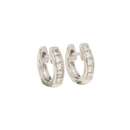 0.37ct Princess Cut Diamond Huggy Hoop Earrings in 18ct White Gold