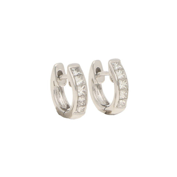 0.37ct Princess Cut Diamond Huggy Hoop Earrings in 18ct White Gold