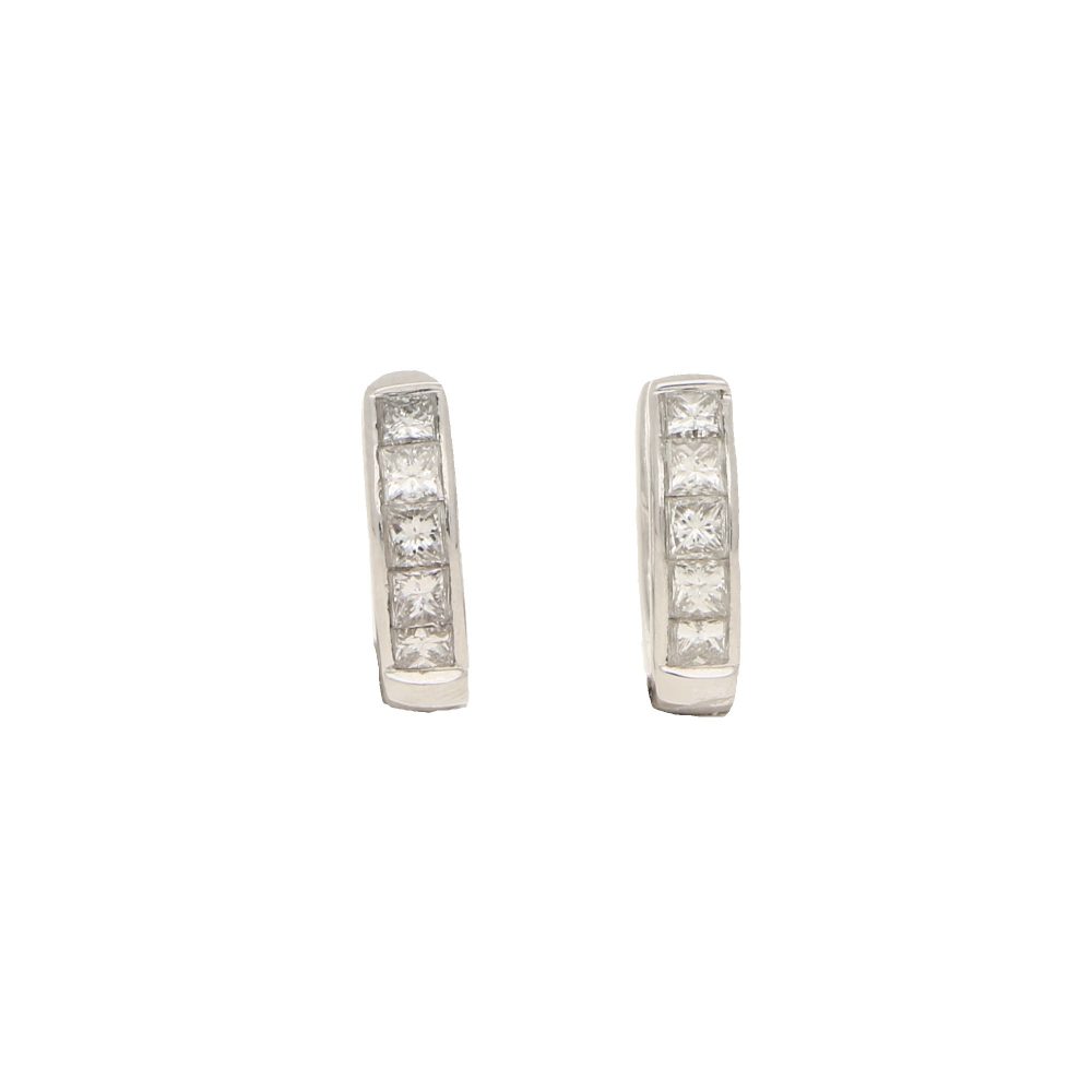 0.37ct Princess Cut Diamond Huggy Hoop Earrings in 18ct White Gold
