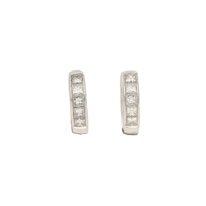 0.37ct Princess Cut Diamond Huggy Hoop Earrings in 18ct White Gold