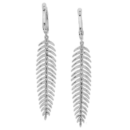 Articulated Feather 1.10ct Diamond Drop Earrings in 18ct White Gold