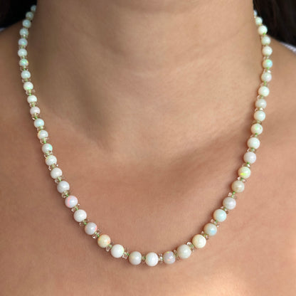 Antique 19" Graduated Opal Bead Necklace
