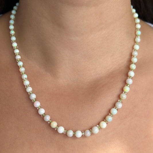 Antique 19" Graduated Opal Bead Necklace